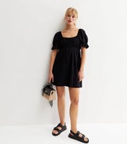 New Look Black Sweetheart Frill Sleeve Mini Dress